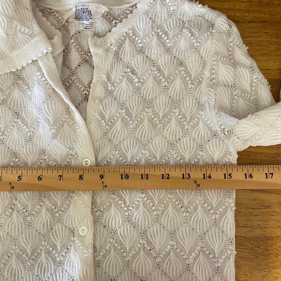 Vintage Jason Maxwell Women's Open Knit Textured Cardigan Size XS Coquette - Picture 9 of 10